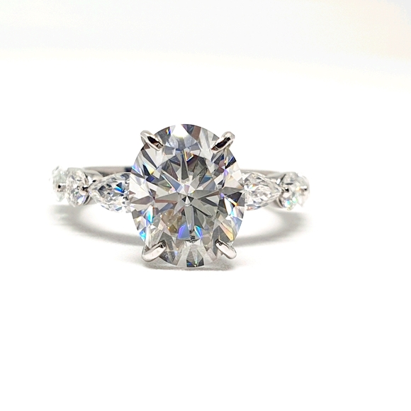 3 Carat Oval Cut Moissanite Engagement Ring Gold - Picture 1 of 10